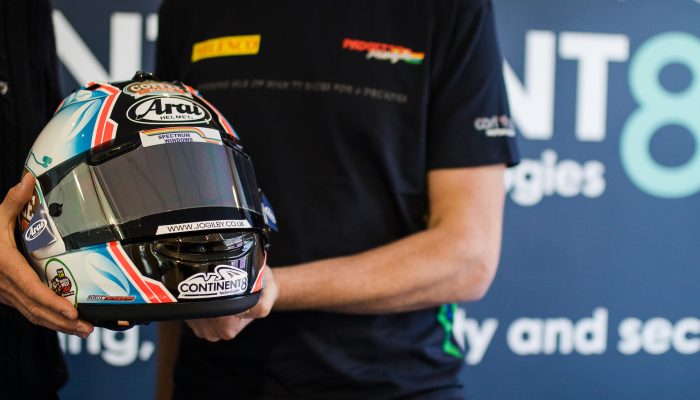 Continent 8 branding on helmet