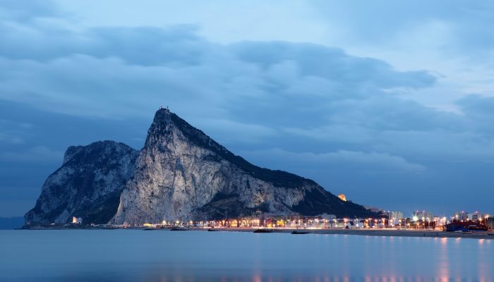 The Rock of Gibraltar at dusk